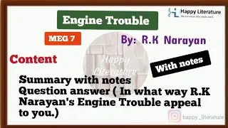Engine Trouble by R.K Narayan||Summary and Question answer