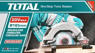 Cordless Circular Saw 20V 185mm Brushless 0–45° Bevel Cutting Adjustable Depth TOTAL TSLI18513