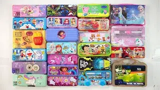 unboxing unicorn cute stationery collection 😁 geometry,hello kitty,pencil box,sharpener,eraser,pouch