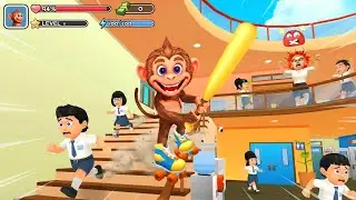 Monkey Student: School Prank new trend android game 2026 || part 2