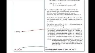 Fractions: Find the Factors of a Number Walkthrough Example (Pg 30)