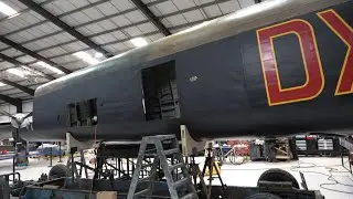 Video 179 Restoration of Lancaster NX611 Year 6. KB976 rear fuselage fitted to NX611.