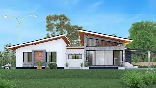 4 BEDROOM BUNGALOW HOUSE DESIGN | SKILLION ROOF