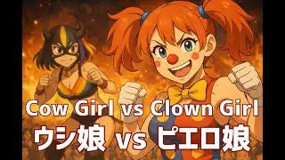 Japanese AI Anime | Martial Arts Battle &mdash; Cow Girl vs Clown Girl
