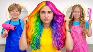 Pretend play hairdresser and have kids hair salon