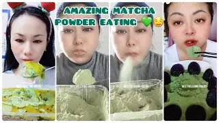 [ASMR] AMAZING MATCHA POWDER EATING 💚 & ICE MATCHA MUKBANG & MATCHA ICE EATING & मटका बर्फ खाओ 🫶