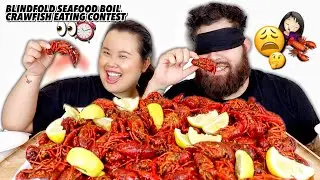 SEAFOOD BOIL MUKBANG 먹방 BLINDFOLDED CRAWFISH EATING CONTEST EATING SHOW WITH MY BOYFRIEND!