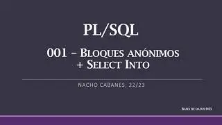 PL/SQL 01: Contacto, bloques an&oacute;nimos, SELECT INTO - Bases de datos 043