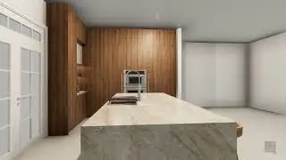 Frozen Walnut & Cashmere Kitchen w/ Island