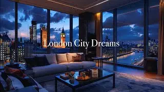 A Cozy Night in London — Relaxing Ambience with Fireplace & City Lights