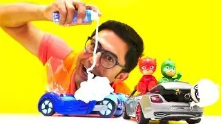 Pijamaskeliler oyuncakları. Nail Baba ile tamircilik oyunu. PJ Masks aracı