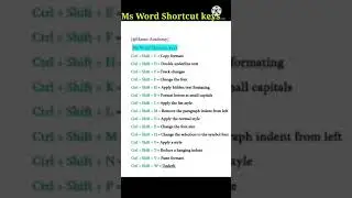 Microsoft word Shortcut keys | Ms word Shortcut keys