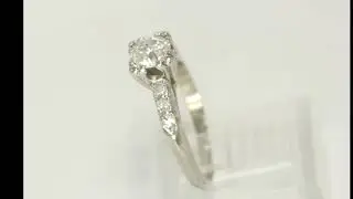 Vintage Natural Diamond Engagement Ring .98CT Platinum European Cut Size 6.5 - 34264