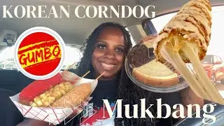 Mukbang Eating Korean Corndogs in Jamaica || Hot Cheetos and Ramen topping , Atlanta Cheesecakes
