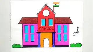 How to Draw School Drawing || School Drawing Easy || Drawing for Competition