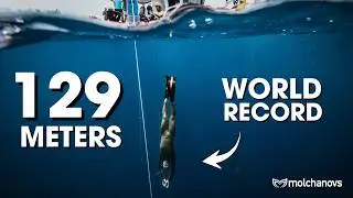 NEW FREEDIVING WORLD RECORD 129m CWTB by Alexey Molchanov 🏆 #freediving #worldrecord #deepdive