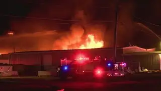 Building engulfed in flames