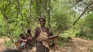 A Hadzabe Hunter passing valuable archery skills