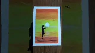 🎨 Girl with Moonlight | Easy Drawing for Beginners 🌙  #shortsfeed #art #drawing #diy #shots #trend