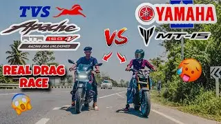 2024 TVS APACHE RTR 160 2v RACE EDITION..VS..YAMAHA MT15 !! DRAG RACE MOST DEMAND RACE🥵🚀