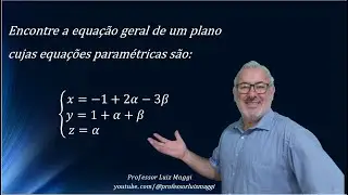 DETERMINAÇÃO DA EQUAÇÃO GERAL DE UM PLANO A PARTIR DE SUAS EQUAÇÕES PARAMÉTRICAS#professorluizmaggi