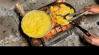 Tun Cornmeal and Curry Chicken,Steamed Fish,Pumpkin Punch. Wood Fire Cooking.