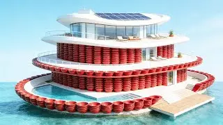 A man built a mansion in the middle of a lake using 8,000 of the cheapest washbasins.#wood #diy