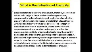 what is the definition of elasticity