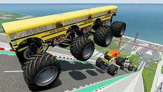 BMNG Drive - Epic High Speed Monster Truck Jumps & Crashes #069 - BeamNG Drive