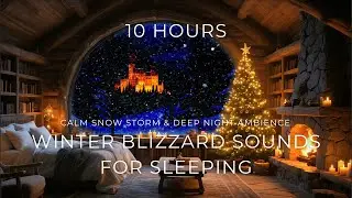 10 HOURS WINTER BLIZZARD SOUNDS FOR SLEEPING | CALM SNOW STORM & DEEP NIGHT AMBIENCE