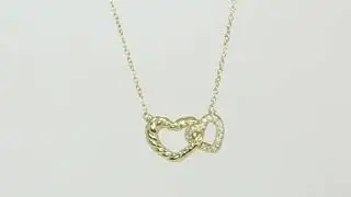 David Yurman Cable Collection Diamond Interlocking Hearts Necklace H Color 18KYG - 34256