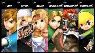 Link VS Sheik VS Zelda VS Young Link VS Ganondorf VS Toon Link LV 9 CPU Super Smash Bros Ultimate