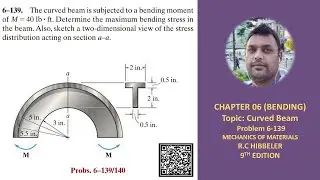 6-139 | Determine maximum bending stress in curved beam | Mechanics of materials RC Hibbeler