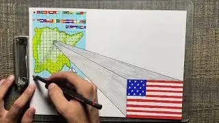 How to draw 3D American🇺🇸 Flag  3D art
