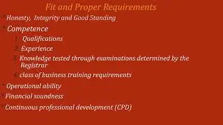 Introduction to Fit and Proper Requirements
