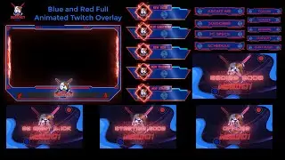 Twitch Overlay For  | Stream labs | OBS and Stream Elements | Full Red Blue Animated overlays