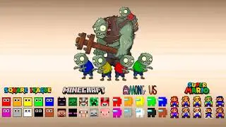 ZOMBIE BOSS 1 000 000 HP  VS Square League & Minecraft & Among Us & Super Mario