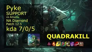 Pyke Support & Ziggs vs Amumu & Yasuo - NA 7/0/5 Patch 12.5 Gameplay