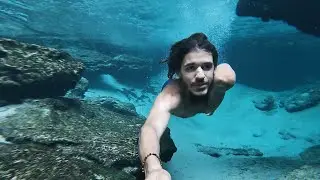 Mini Cliff jumping into the waters of Kelly Park Rock Springs Fl