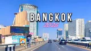 Bangkok Morning Drive 4K -The Longest Elevated Bridge in Bangkok 