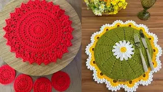 Beautiful and Stylish free Crochet Rounded Shaped tablemates patterns With Solid Color Eassy pattern