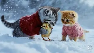 A Chick Alone in the Snowy Winter #aicatstories #kittenai 