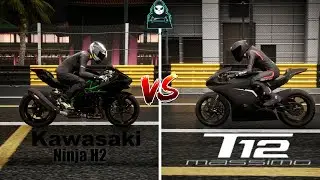 One On One Battle | Kawasaki Ninja H2 2019 Vs Tamburini T12 Massimo 2016 | Sound Acceleration Drag |