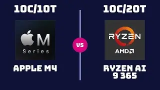 Apple M4 (10-Core) vs AMD Ryzen AI 9 365 &ndash; CPU Comparison | 22W vs 54W ( Performance & Efficiency)