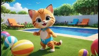 Six Little Kittens Jumping in the Pool | Playful Kitten Pool Party Song for | Fun Kids Nursery Rhyme