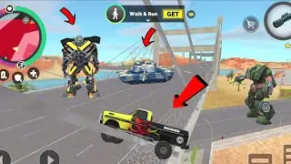 Vegas Crime Simulator 2 - (Transformer Monster Truck Stuck on Bridge Rope) Robot Truck Fight Tanks