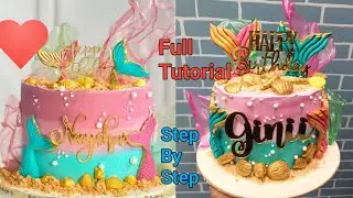 Mermaid Cake With Rice Paper | Mermaid Theme Cake | Mermaid Cake Decorating Ideas
