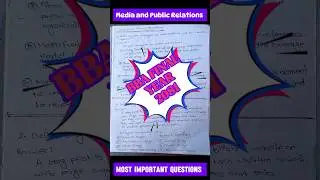 BBA Final Year- Media & Public Relations || Most Important Questions With Solutions 💯👍❣️