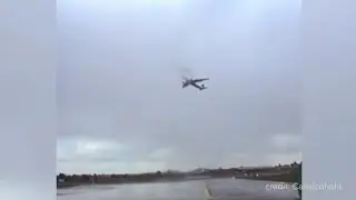 This plane hovering in strong headwind