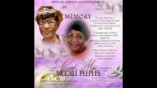 Mrs. Cora Mae McCall Peeples Homegoing Tribute Video